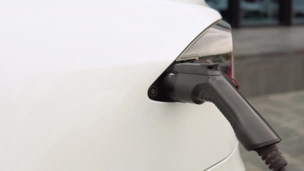 Close Electric Car Model Charging — Video