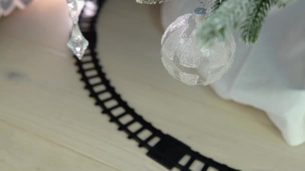Christmas Train Traveling Christmas Tree Gift Bag Presents — Stockvideo