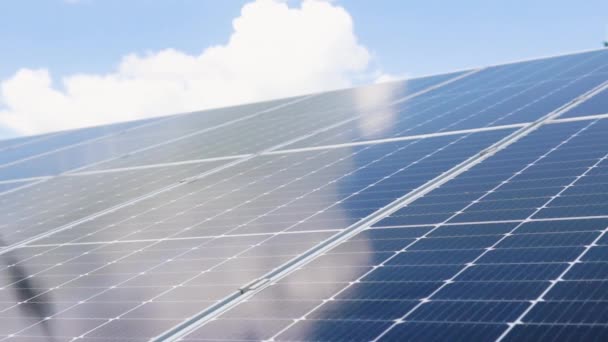 Green Economic Solar Panels Produce Electricity Sun — Video Stock