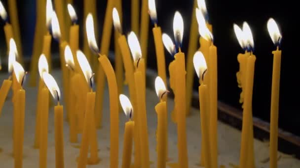 Fire Candles Iconostasis Christian Church — Vídeo de stock
