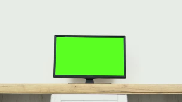 Chroma Key Screen Advertising Lcd Smart Screen Blank Green Background — Wideo stockowe