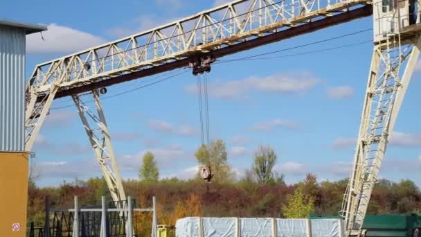 Brückenkräne Über Bahngleis Metallrohr Außenlager — Stockvideo