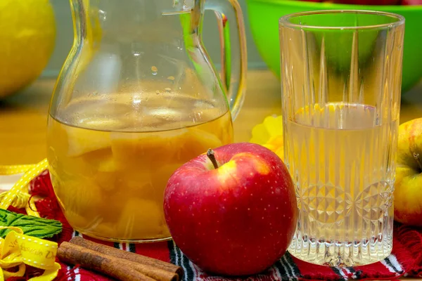 Süßes Apfelkompott Hause Ohne Zusatzstoffe Oder Zucker Für Den Winter — Stockfoto