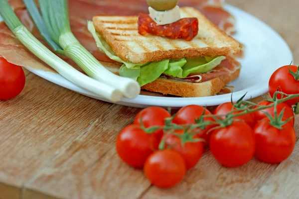 Sandwich with ham - prosciutto — Stock Photo, Image