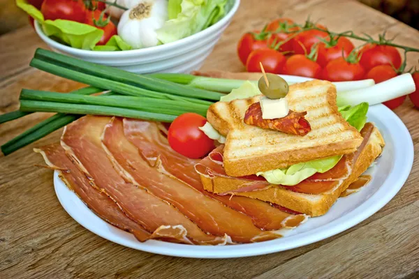 Sandwich with prosciutto — Stock Photo, Image