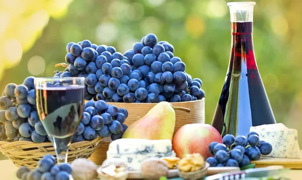 Red wine and red grapes — Stock Photo, Image