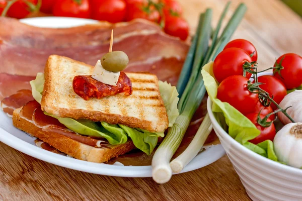 Sandwich met prosciutto - ham — Stockfoto