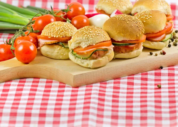 Small sandwiches on a table — Stock Photo, Image