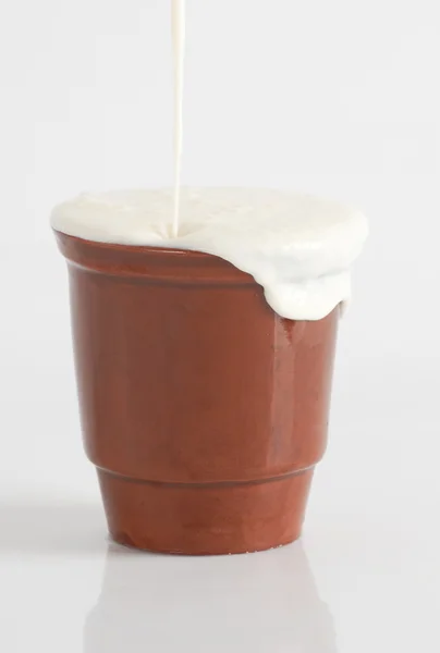Kil bardaktan Curdled süt döktü
