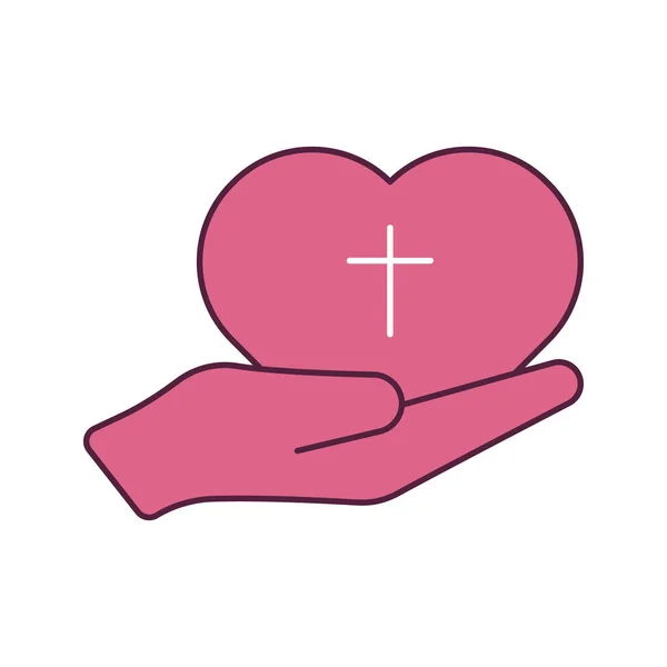 Cruz Adoración Cristiana Icono Mano — Vector de stock