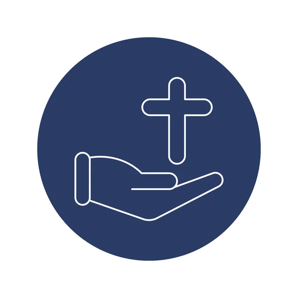 Christian Worship Cross Hand Icon — Stock Vector