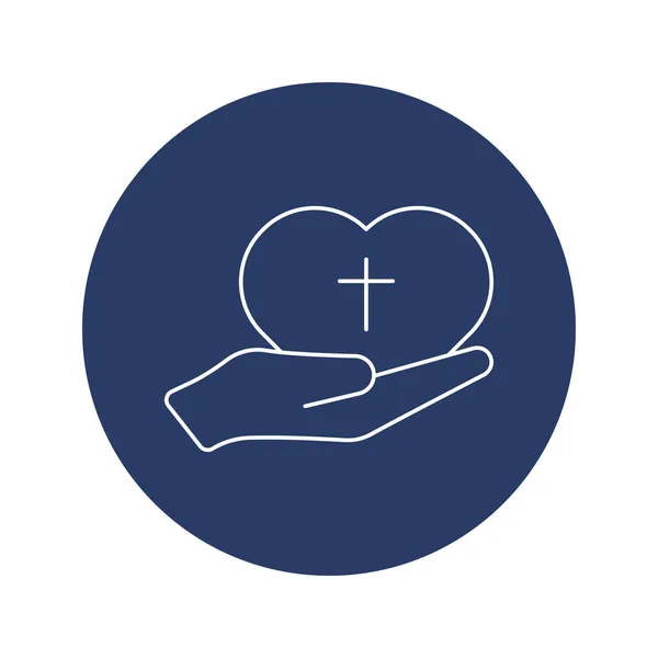 Christian Worship Cross Hand Icon — Stock Vector