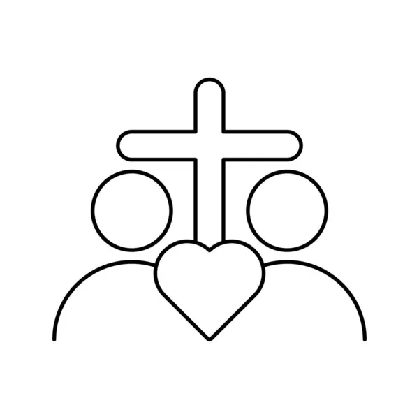 Christian Worship Cross Love Icon Vector — Stock Vector