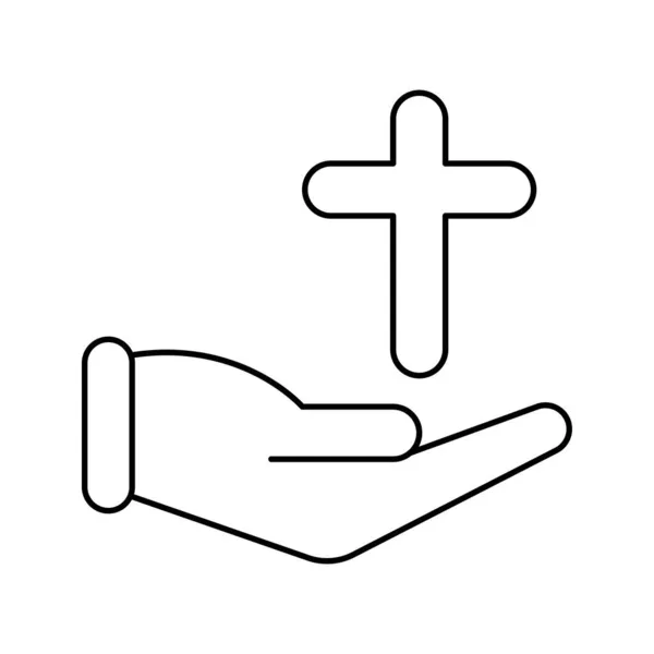 Christelijke Aanbidding Kruis Hand Pictogram — Stockvector