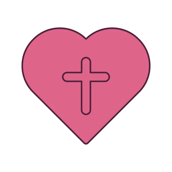 Croix Culte Chrétien Sur Icône Main — Image vectorielle