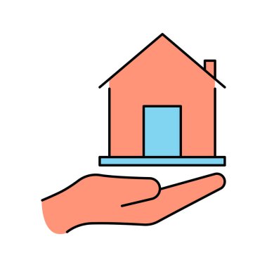 Ev ve el simgesi vektörünü hayal et