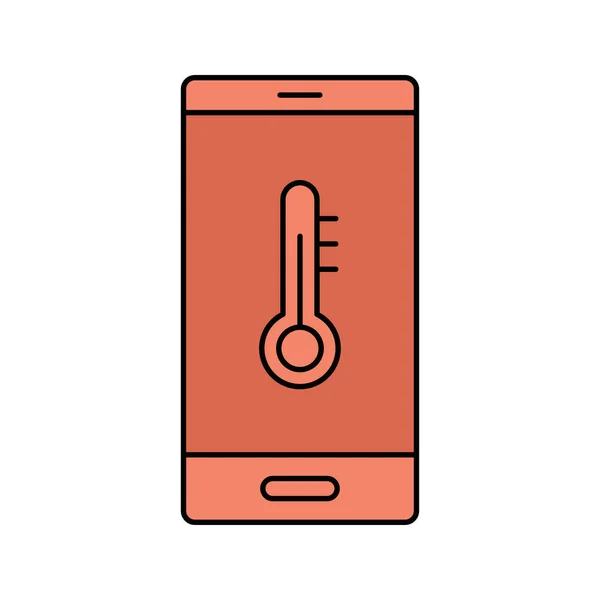 Smartphone Weer Temperatuur Pictogram Vector — Stockvector