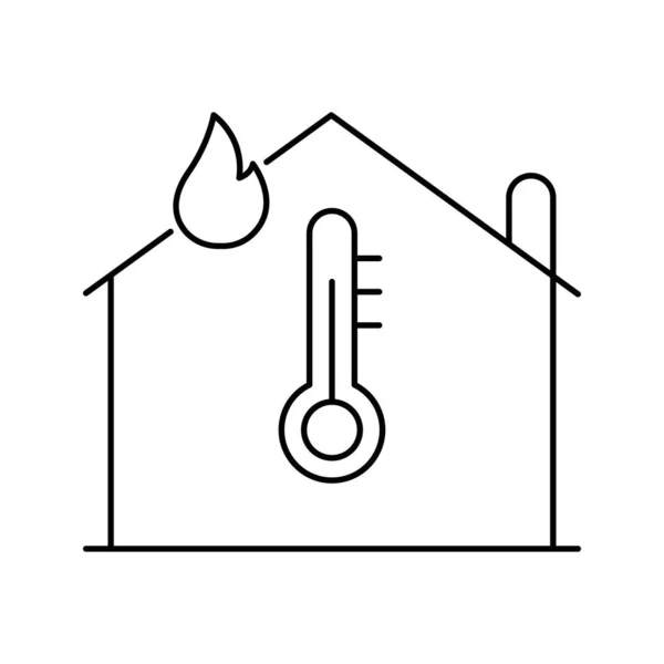 Vetor Ícone Medição Temperatura Casa —  Vetores de Stock