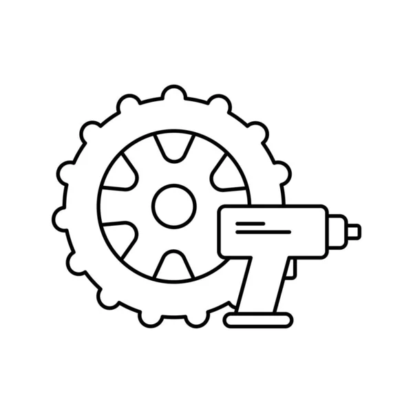 Automobile Car Tyre Repair Tools Icon — Stock Vector