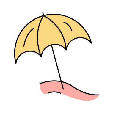 Güverte sandalyesi şemsiyesi yaz plaj ikonu