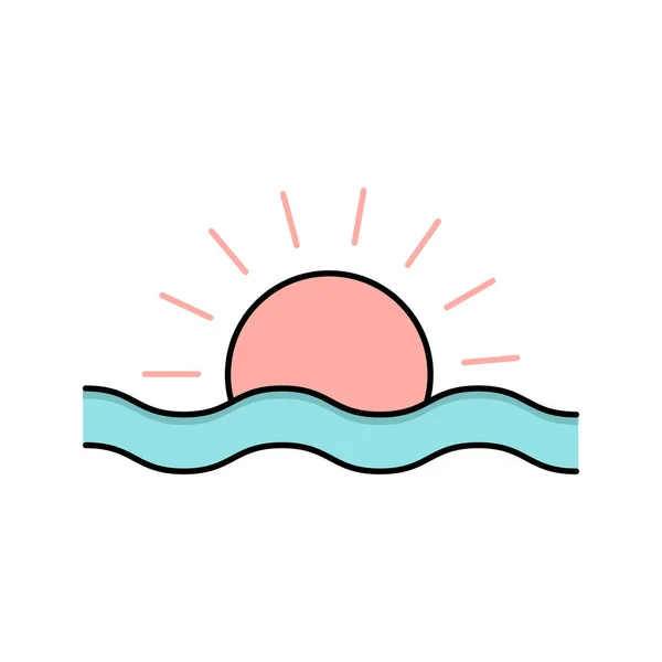 Summer Sunset Sunrise Icon Vector — Stock Vector