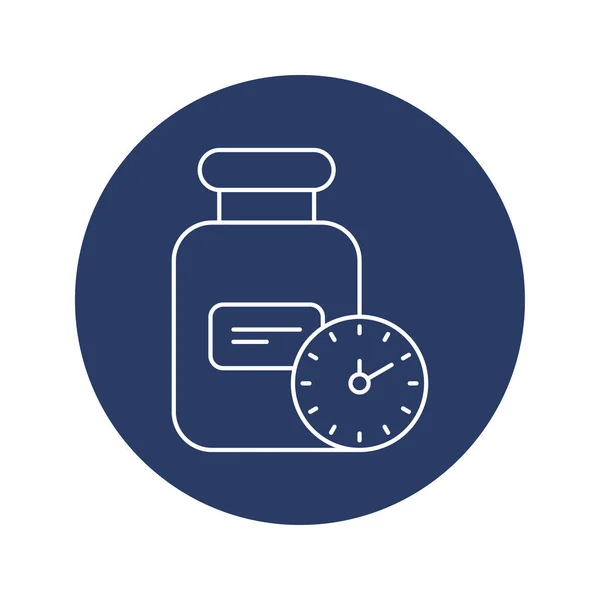 Health Medicine Bottle Time Icon — Stockvektor