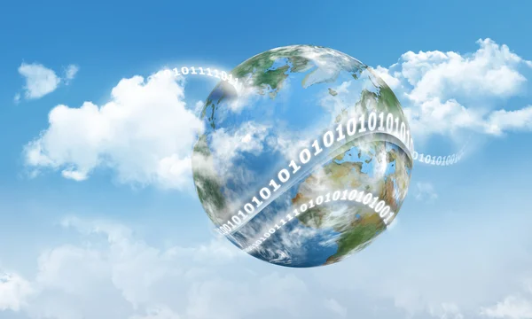 Cloud Computing Earth and Digits — Stock Photo, Image