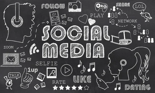 Social Media on Blackboard — Stock Photo, Image