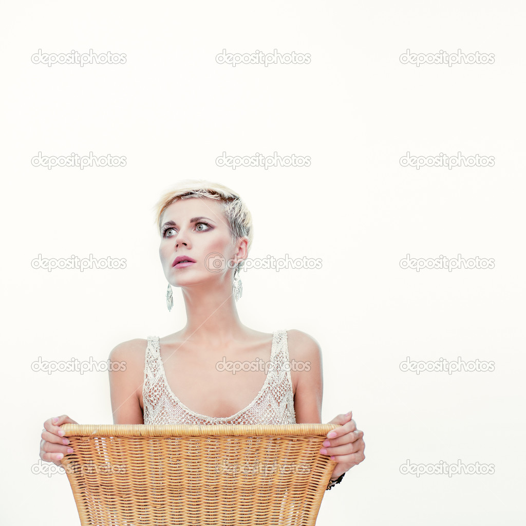 portrait of a sensual girl on a chair