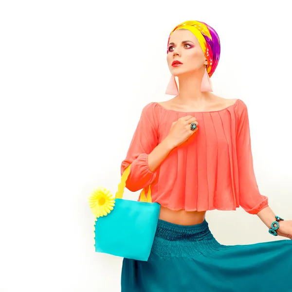 Bright portrait of a stylish woman — Stock Photo, Image