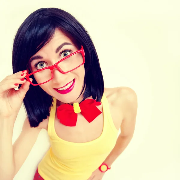 Retrato engraçado de menina feliz atraente — Fotografia de Stock