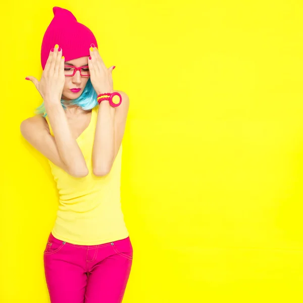 Portrait of bright stylish girls — Stock Photo, Image