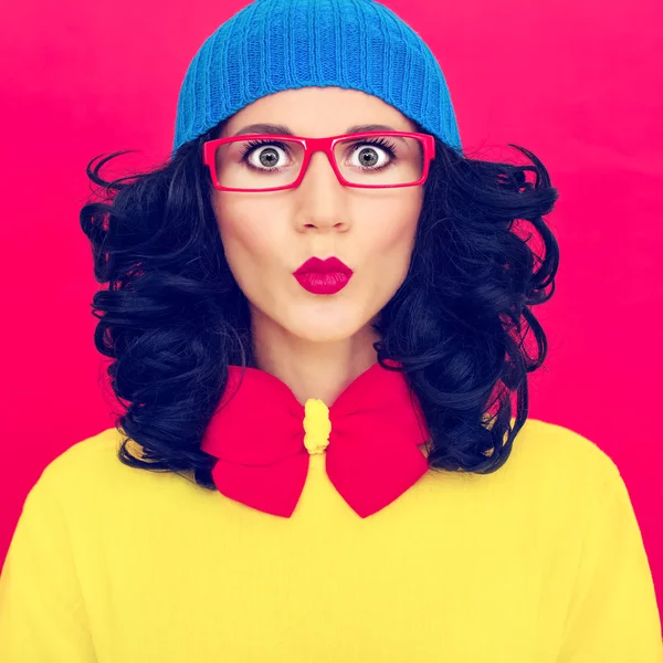 Colorful portrait funny girl — Stock Photo, Image