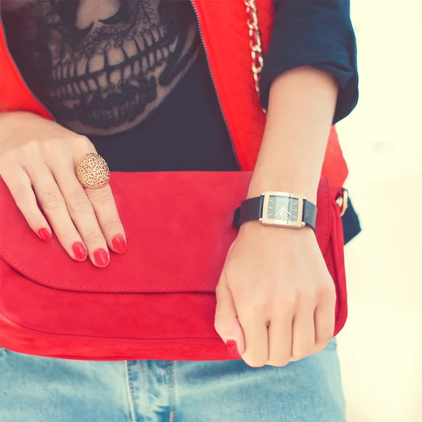 Fashion portrait   girl with stylich accessorys — Stock Photo, Image