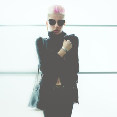 fashion girl punk rock style clipart