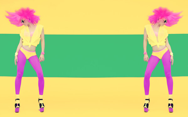 Портрет девушки из моды. Яркий фанковый стиль
