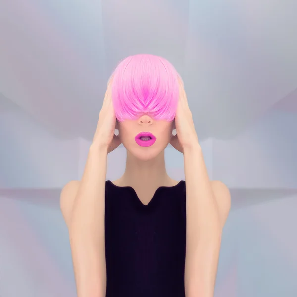 Futuristic girl with fashionable hairstyle — Stock Photo, Image