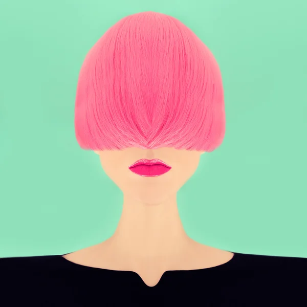 Mode flicka med rosa hår. — Stockfoto