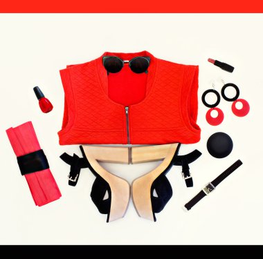 siyah ve kırmızı loock moda kolaj