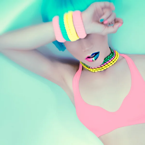 Colorful make-up style girl — Stock Photo, Image