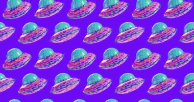 4k minimum hareket tasarımı. 3D animasyon döngüsü. Soyut kozmik uzayda komik bir uzaylı.