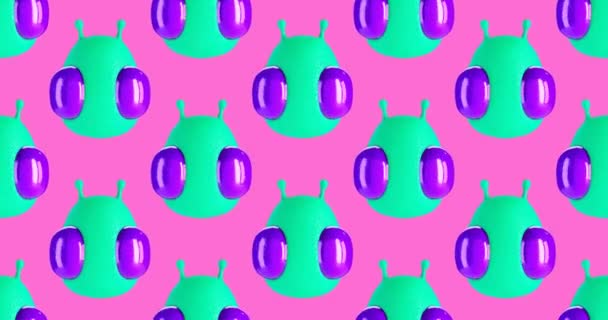 Minimal Motion Design Animation Loop Funny Alien Abstract Cosmic Space — Stock Video