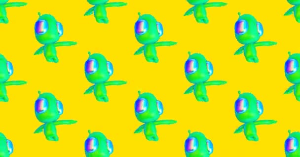 Minimale Beweging Ontwerp Animatielijn Grappige Alien Abstracte Kosmische Ruimte — Stockvideo