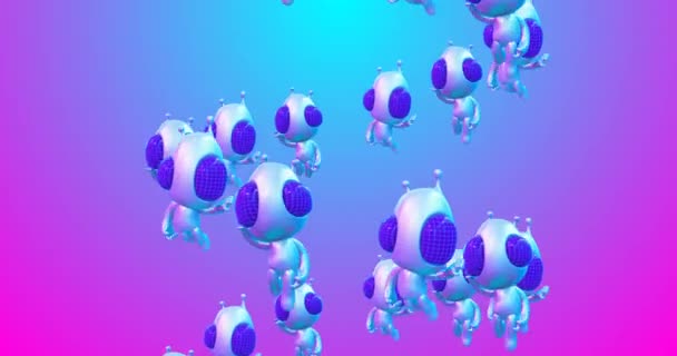 4K最小运动设计 3D动画循环 抽象宇宙中有趣的外星人 — 图库视频影像