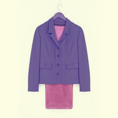 takım elbise, mor ve pembe ceket pantolon, vintage bir görünüm