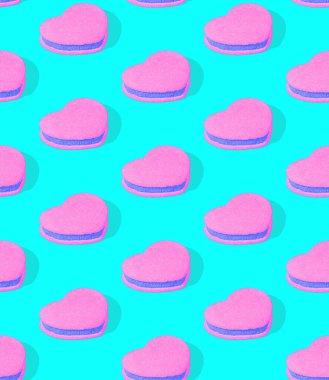 Kusursuz 3D eşölçülü model. Minimum tasarım. Kalp bisküvisi. Şeker dükkanı, Sevgililer Günü, doğum günü partisi konsepti