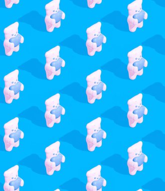 Kusursuz 3D eşölçülü model. Minimum tasarım. Yürekli Teddy. Şeker dükkanı, Sevgililer Günü, doğum günü partisi konsepti