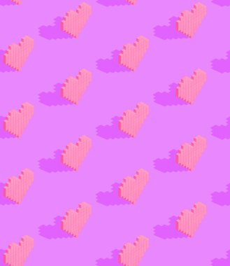 Kusursuz 3D eşölçülü model. Minimum tasarım. Yaratıcı pembe kalpler. Şeker dükkanı, Sevgililer Günü, doğum günü partisi konsepti