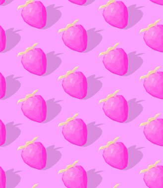 Kusursuz 3D eşölçülü model. Minimum tasarım. Pembe Çilekler. Şeker dükkanı, Sevgililer Günü, doğum günü partisi konsepti