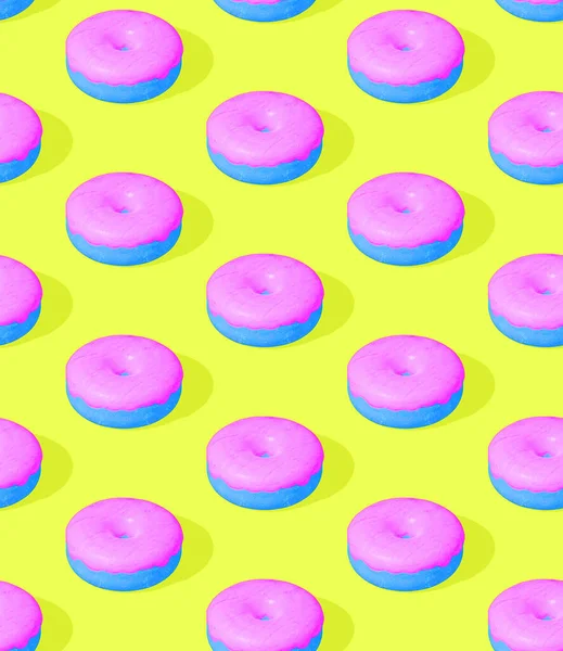 Naadloze Isometrische Weergave Patroon Minimaal Ontwerp Donuts Snoepwinkel Verjaardagsfeestconcept — Stockfoto